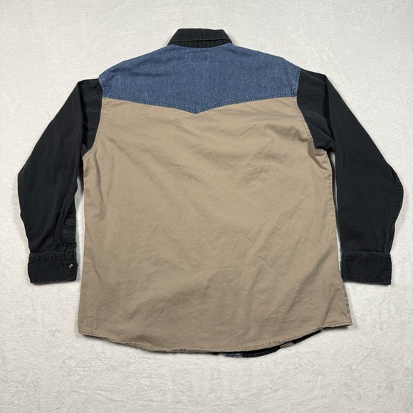 Vtg Express Rider Denim‎ Western Shirt Mens XL Blue Blue ColorBlock Southwestern - Picture 4 of 7